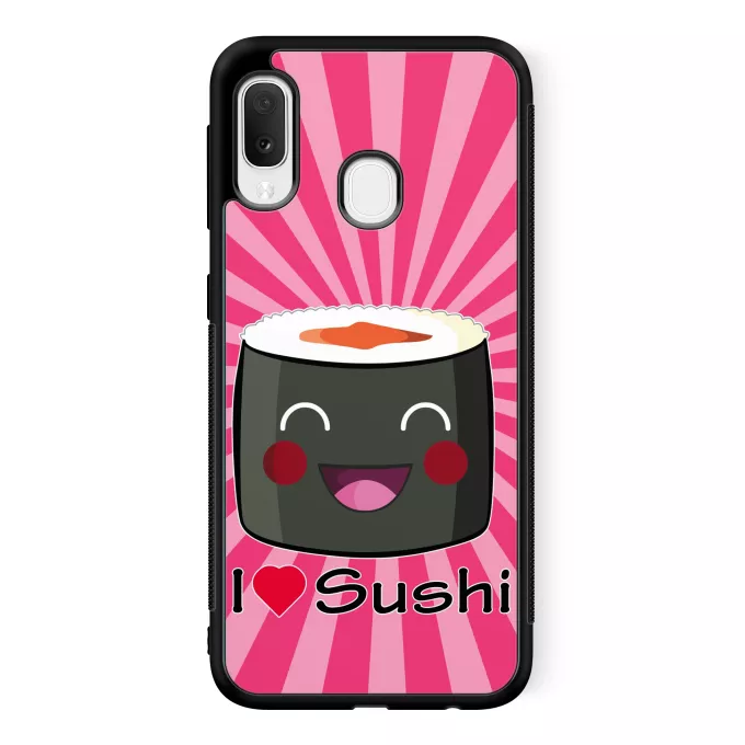 Coque pour téléphone portable Samsung Galaxy A20e Parodie Japon Culture I Love Sushi !
