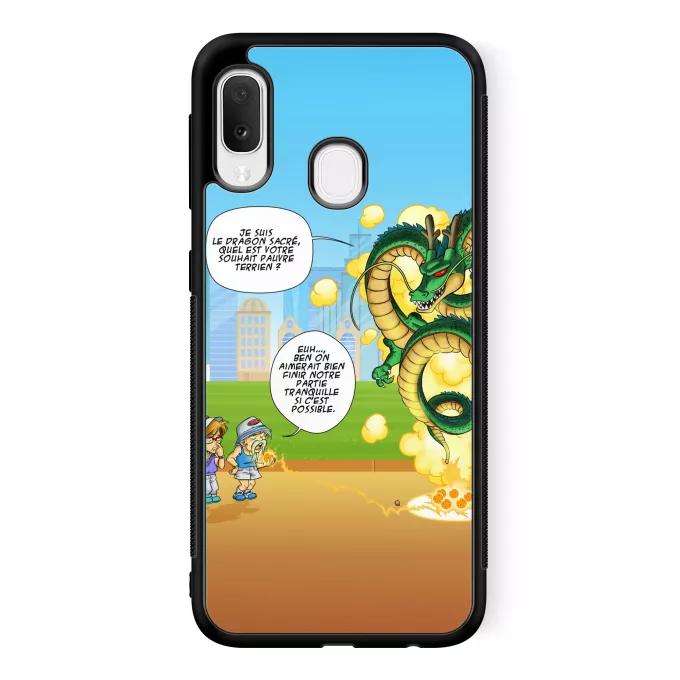 Coque pour téléphone portable Samsung Galaxy A20e Parodie Dragon Ball Z - DBZ La Pétanque, c'est sacré ! - Shenron, les pétanqueurs marseillais