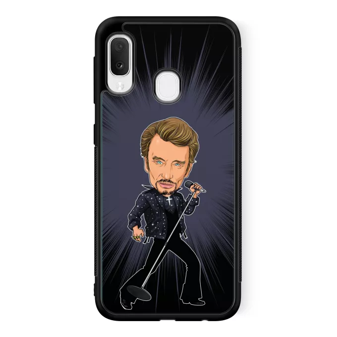 Coque pour téléphone portable Samsung Galaxy A20e Parodie Caricature de Stars Caricature SD Manga Stars Vol.1 ! - Caricature Stars - Johnny Hallyday