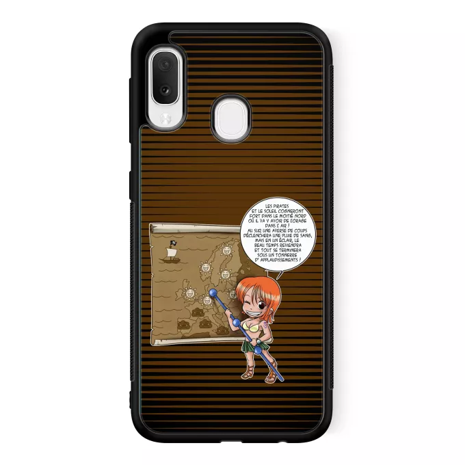 Coque pour téléphone portable Samsung Galaxy A20e Parodie One Piece Les prévisions de Météo Pirate pour le prochain épisode ! - Nami
