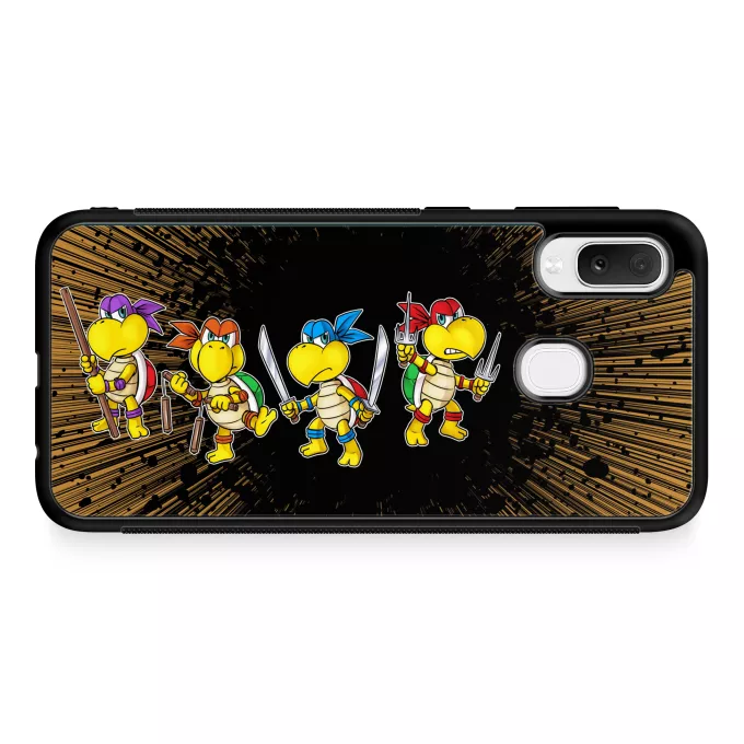 Estojo Samsung Galaxy A20e Paródia Super Mario Mario Vs Donatello,Raphael, Leonardo e Michelangelo