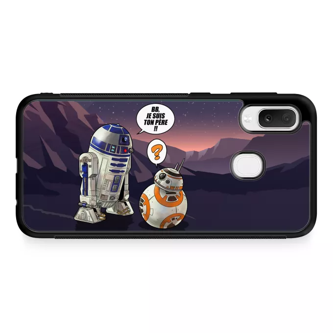 Coque pour téléphone portable Samsung Galaxy A20e Parodie Star Wars BB, je suis ton père !! - BB-8, R2-D2