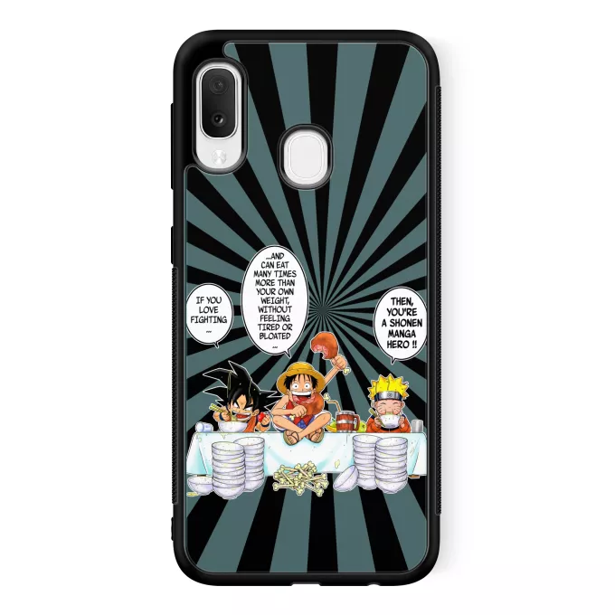 Samsung Galaxy A20e Phone Case Parody of Naruto Son Goku, Naruto and Luffy