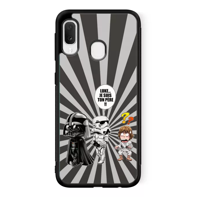Coque pour téléphone portable Samsung Galaxy A20e Parodie Star Wars Luke...Je suis ton père !! - Dark Vador, un Storm Trooper