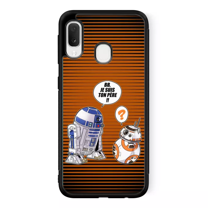 Coque pour téléphone portable Samsung Galaxy A20e Parodie Star Wars BB, je suis ton père (SD Edition) - R2-D2, BB-8