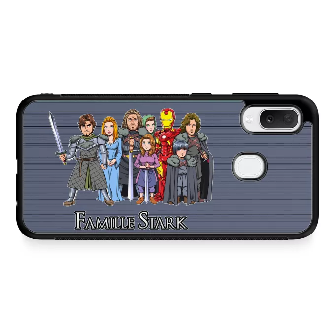 Coque pour téléphone portable Samsung Galaxy A20e Parodie Iron Man La Famille Stark au complet ! - Eddard, Catelyn, Robb, Sansa, Arya, Brian, Rickon, Tony Stark