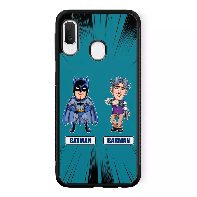 Coque pour téléphone portable Samsung Galaxy A20e Parodie Batman Les 2 Super-Héros de la Nuit !! - Barman