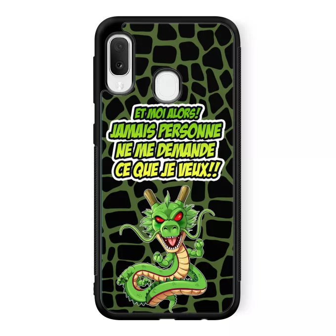 Coque pour téléphone portable Samsung Galaxy A20e Parodie Dragon Ball Z - DBZ Jamais personne me demande ce que je veux - Shenron
