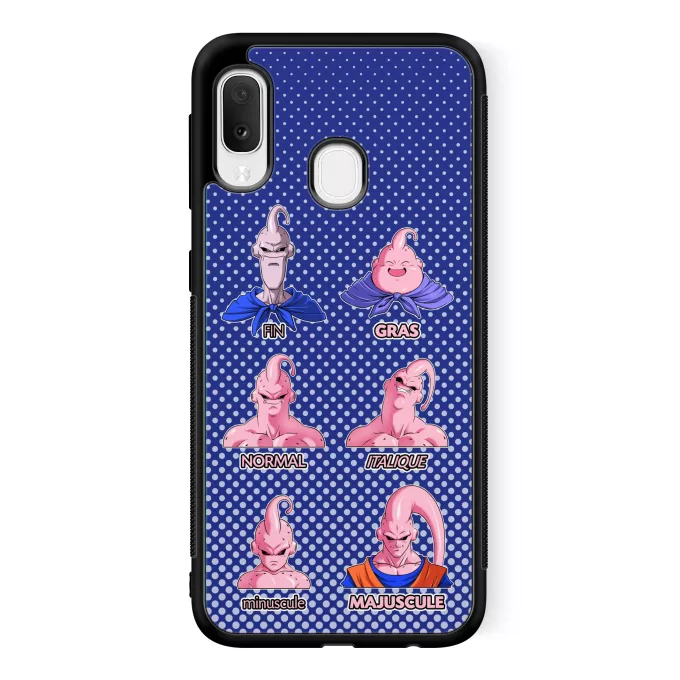 Coque pour téléphone portable Samsung Galaxy A20e Parodie Dragon Ball Z - DBZ Un sacré caractères... - Boubou aka Majin Bou aka Super Bou aka Bouhan