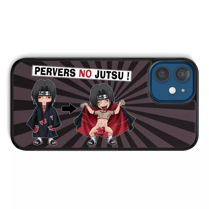 Coque pour téléphone portable iPhone 12 et iPhone 12 Pro (6.1) Parodie Naruto Pervers no Jutsu - Itachi Uchiwa membre de l'Akatsuki