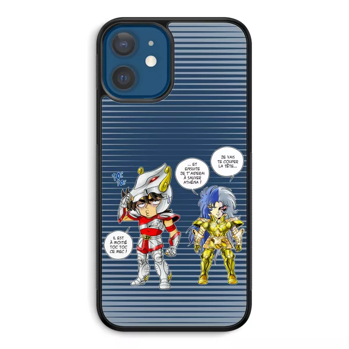 Coque pour téléphone portable iPhone 12 et iPhone 12 Pro (6.1) Parodie Saint Seiya Une histoire de dingue... - Seiya de Pégase, Saga chevalier d'or des Gémeaux