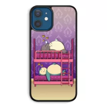 Cover per cellulare iPhone 12 et iPhone 12 Pro (6.1) (Nero) - parodia Pokémon - Totoro e Snorlax - Totoro e Snorlax(Stampata in Francia)