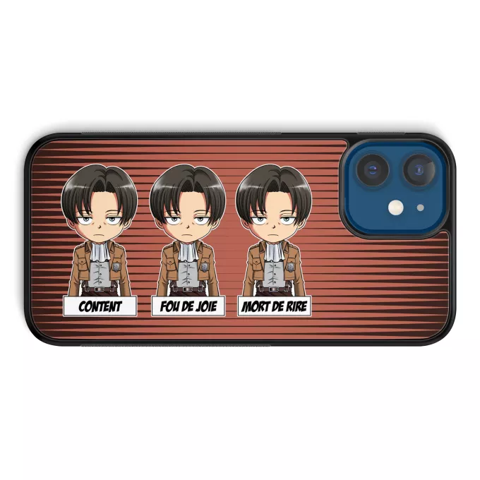 Coque pour téléphone portable iPhone 12 et iPhone 12 Pro (6.1) Parodie L'attaque des Titans Invincible et...impassible ! - Livaï Ackerman Caporal-chef du bataillon d'exploration