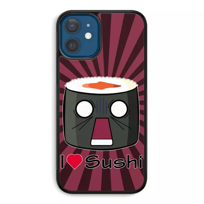 Coque pour téléphone portable iPhone 12 et iPhone 12 Pro (6.1) Parodie Japon Culture I Love Sushi ! NOOOO !!