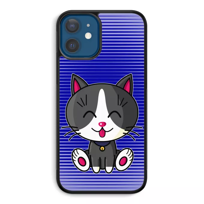 Coque pour téléphone portable iPhone 12 et iPhone 12 Pro (6.1) Parodie Kawaii Baby Cats Kawaii Baby Cat (blanc et gris)