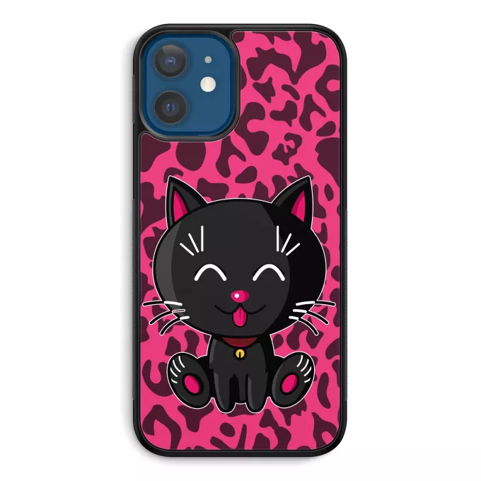 Coque pour téléphone portable iPhone 12 et iPhone 12 Pro (6.1) Parodie Kawaii Baby Cats Kawaii Baby Cat (noir)