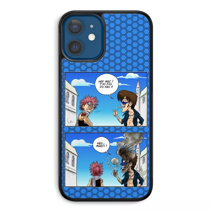 Coque pour téléphone portable iPhone 12 et iPhone 12 Pro (6.1) Parodie Fairy Tail Hey mec, t'as pas du feu ? - Natsu Dragnir