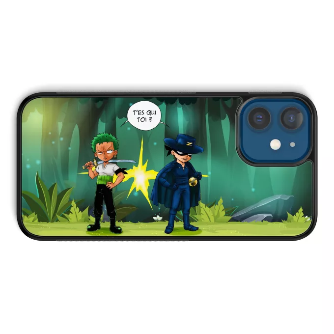 Coque pour téléphone portable iPhone 12 et iPhone 12 Pro (6.1) Parodie One Piece D'un Z qui veut dire... - Zorro Roronoa