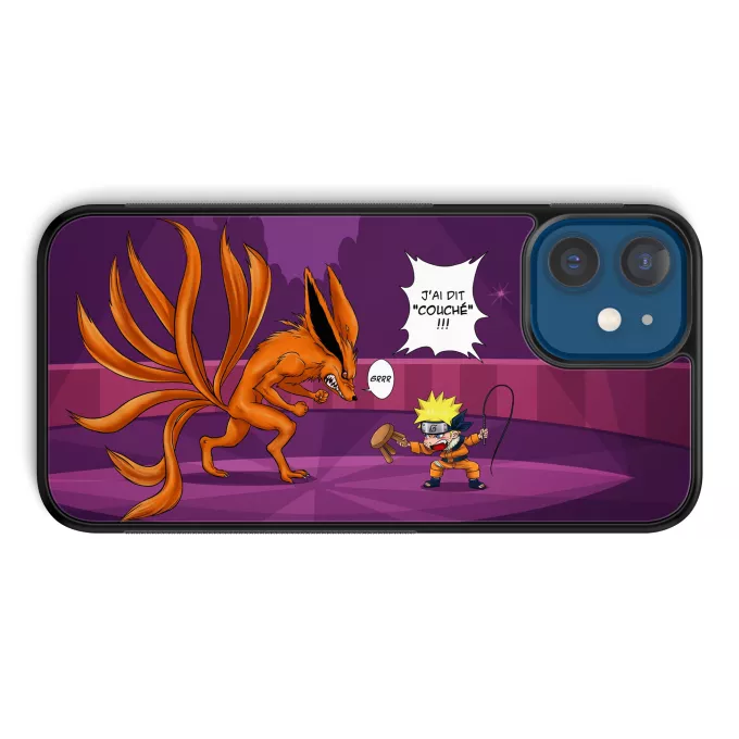 Coque pour téléphone portable iPhone 12 et iPhone 12 Pro (6.1) Parodie Naruto Couché ! - Kyubi le Biju à 9 Queues