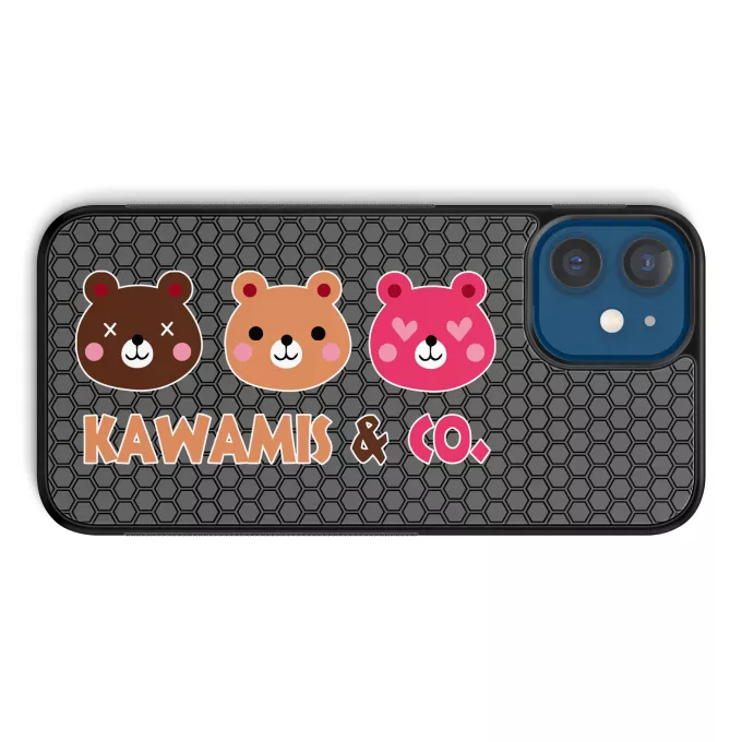 Coque pour téléphone portable iPhone 12 et iPhone 12 Pro (6.1) Parodie Kawaii Kao Kawamis and Co. Vol.1 (Pinky, Browny et Caramel) !