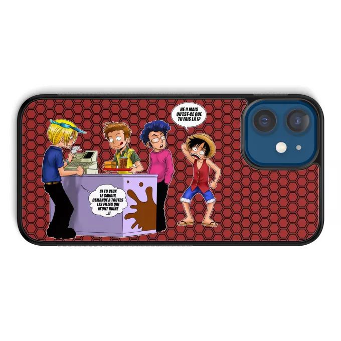 Coque pour téléphone portable iPhone 12 et iPhone 12 Pro (6.1) Parodie One Piece ça se passe comme ça chez les dragueurs... :) - Sanji, Luffy