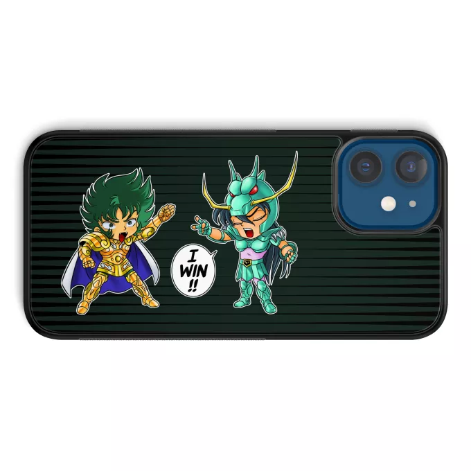 Hoesje voor iPhone 12 et iPhone 12 Pro (6.1) Parodie Saint Seiya Capricorn Shura en Dragon Shiryu