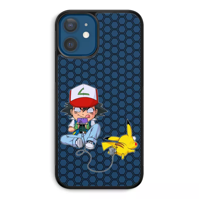 Funda para iPhone 12 et iPhone 12 Pro (6.1) Parodia Pokémon Pikachu y Ash de Pokemon