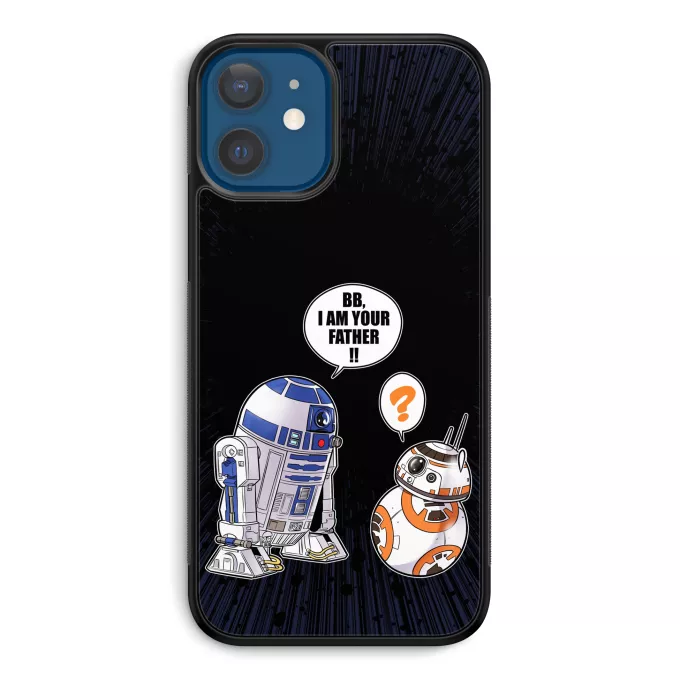 Hoesje voor iPhone 12 et iPhone 12 Pro (6.1) Parodie Star Wars R2-D2 en BB-8