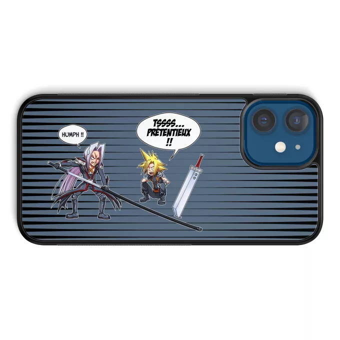 Coque pour téléphone portable iPhone 12 et iPhone 12 Pro (6.1) Parodie Final Fantasy VII - FFVII Prétentieux !! - Clad, Sephiroth