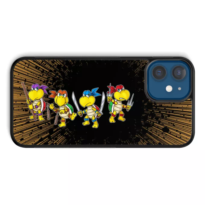 Estojo iPhone 12 et iPhone 12 Pro (6.1) Paródia Super Mario Mario Vs Donatello,Raphael, Leonardo e Michelangelo