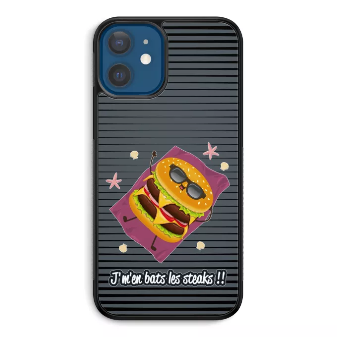 Coque pour téléphone portable iPhone 12 et iPhone 12 Pro (6.1) Parodie Funny J'm'en bats les steaks !! - Humoristique - Collection Humour, Fun par Parogeek