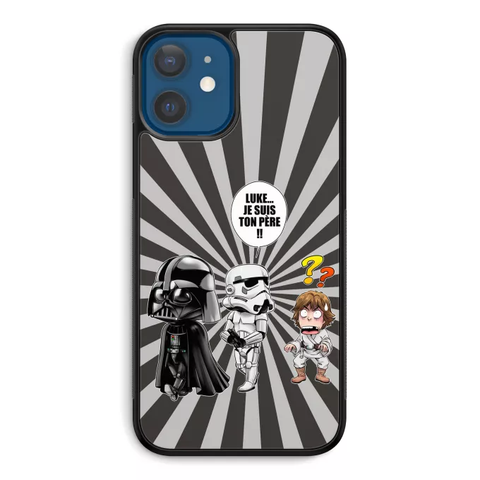 Coque pour téléphone portable iPhone 12 et iPhone 12 Pro (6.1) Parodie Star Wars Luke...Je suis ton père !! - Dark Vador, un Storm Trooper