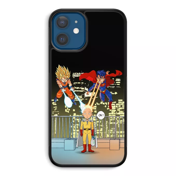 Fodral för iPhone 12 et iPhone 12 Pro (6.1) Parodi One-Punch Man Saitama, Son Goku och Stålmannen