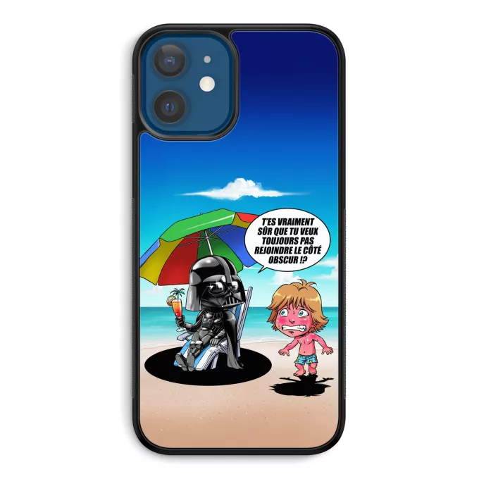 Coque pour téléphone portable iPhone 12 et iPhone 12 Pro (6.1) Parodie Star Wars Le pouvoir du côté Obscur... - Luke Skywalker, Dark Vador, le côté obscur