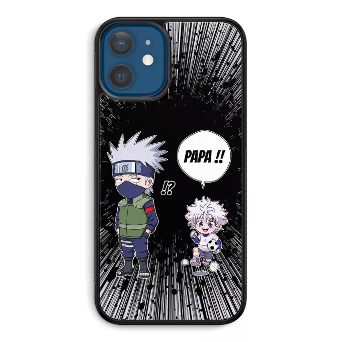 Coque pour téléphone portable iPhone 12 et iPhone 12 Pro (6.1) Parodie Naruto Papa Ninja ! - Kakashi, Kirua
