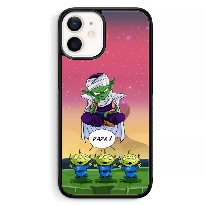 Coque pour téléphone portable iPhone 12 Mini (5.4) Parodie Dragon Ball Z - DBZ Papa !! - Piccolo aka Satan Petit Coeur, les Aliens