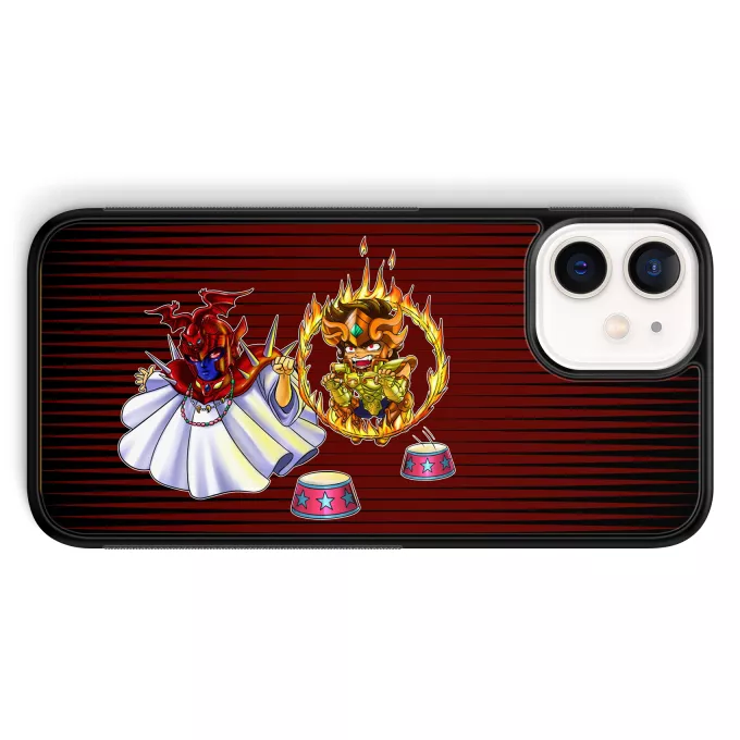 Hoesje voor iPhone 12 Mini (5.4) Parodie Saint Seiya Pegasus Seiya, Aiolia Leo en Grote Paus