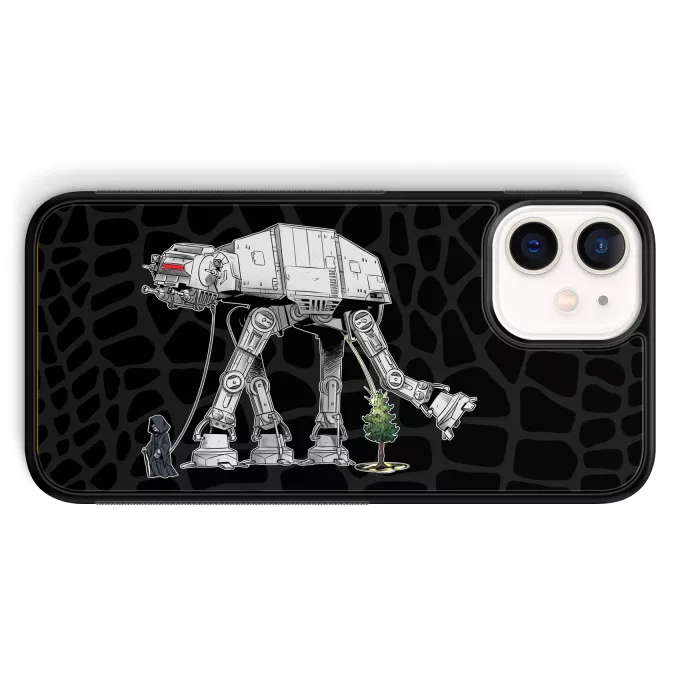 Coque pour téléphone portable iPhone 12 Mini (5.4) Parodie Star Wars Promenade impériale... - Empereur Palpatine aka Dark Sidious, son robot chien AT-AT