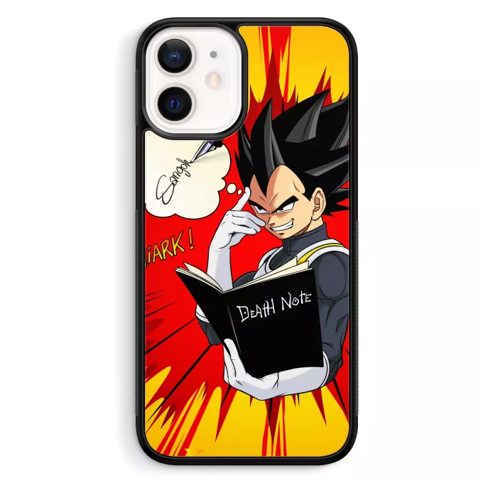 Coque pour téléphone portable iPhone 12 Mini (5.4) Parodie Dragon Ball Super Une idée fixe... - Végéta de Dragon Ball Super, le Death Note