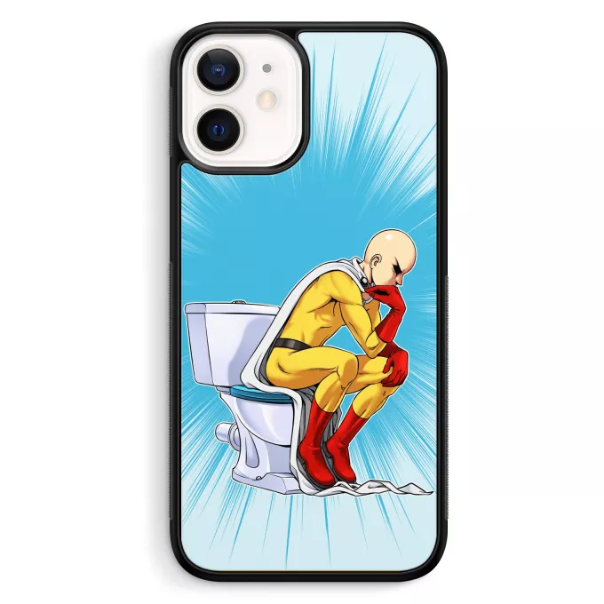 Funda para iPhone 12 Mini (5.4) Parodia One-Punch Man Saitama El pensador