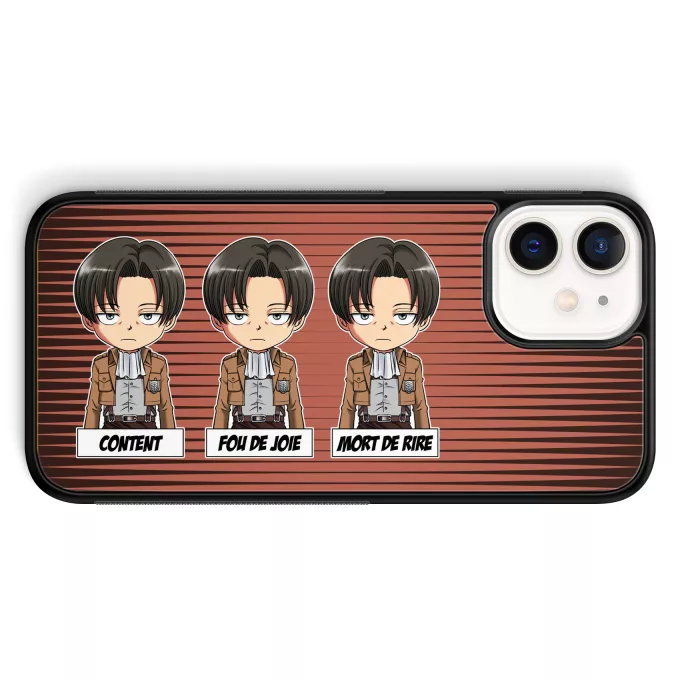 Coque pour téléphone portable iPhone 12 Mini (5.4) Parodie L'attaque des Titans Invincible et...impassible ! - Livaï Ackerman Caporal-chef du bataillon d'exploration