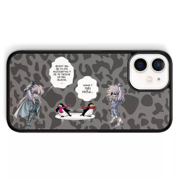 Coque pour téléphone portable iPhone 12 Mini (5.4) Parodie Saint Seiya Des Relations glaciales entre un Maître et son élève ! - Camus chevalier d'or du Verseau, Hyoga du Cygne