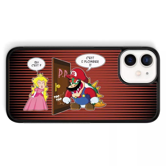 Coque pour téléphone portable iPhone 12 Mini (5.4) Parodie Super Mario C'est l'plombier ! - Bowser, Princesse Peach