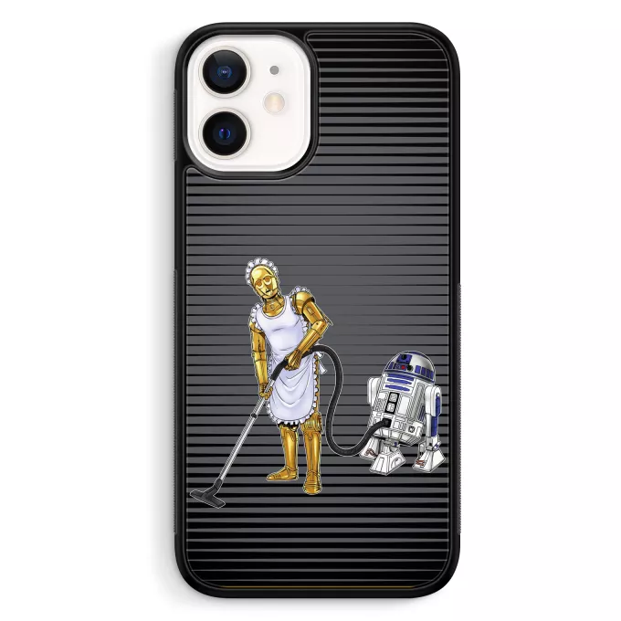 Funda para iPhone 12 Mini (5.4) Parodia Star Wars R2-D2 y C-3PO