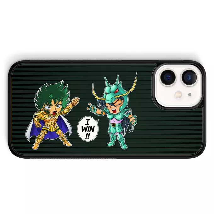 Hoesje voor iPhone 12 Mini (5.4) Parodie Saint Seiya Capricorn Shura en Dragon Shiryu