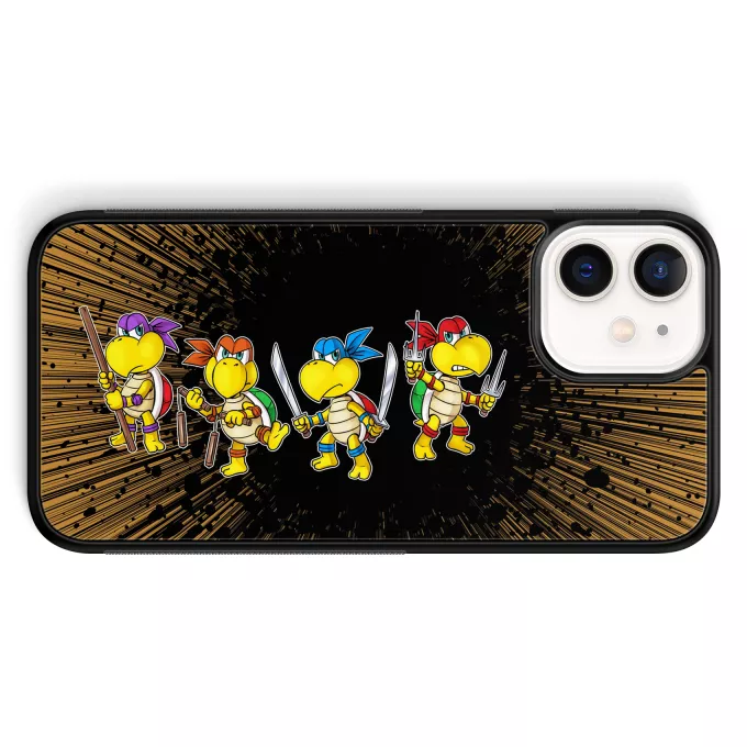 Estojo iPhone 12 Mini (5.4) Paródia Super Mario Mario Vs Donatello,Raphael, Leonardo e Michelangelo