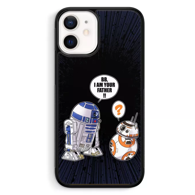 Hoesje voor iPhone 12 Mini (5.4) Parodie Star Wars R2-D2 en BB-8