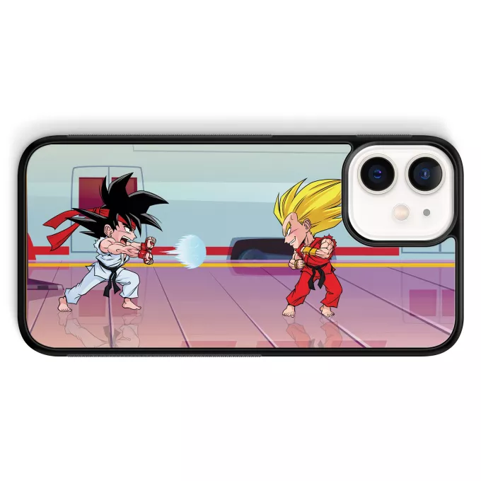 Fodral för iPhone 12 Mini (5.4) Parodi Dragon Ball Z - DBZ Son Goku och Vegeta X Ryu och Ken