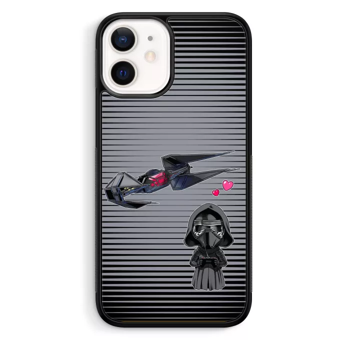 Fodral för iPhone 12 Mini (5.4) Parodi Stjärnornas krig Tecknad SD Kylo Ren och TIE Silence Mini Drone
