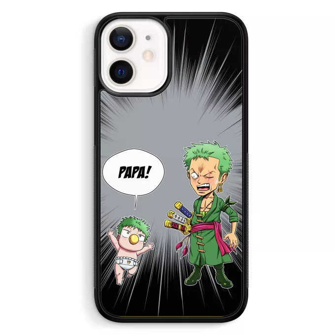 Coque pour téléphone portable iPhone 12 Mini (5.4) Parodie One Piece Un fiston démoniaque !! - Zorro Roronoa, Baby Beel